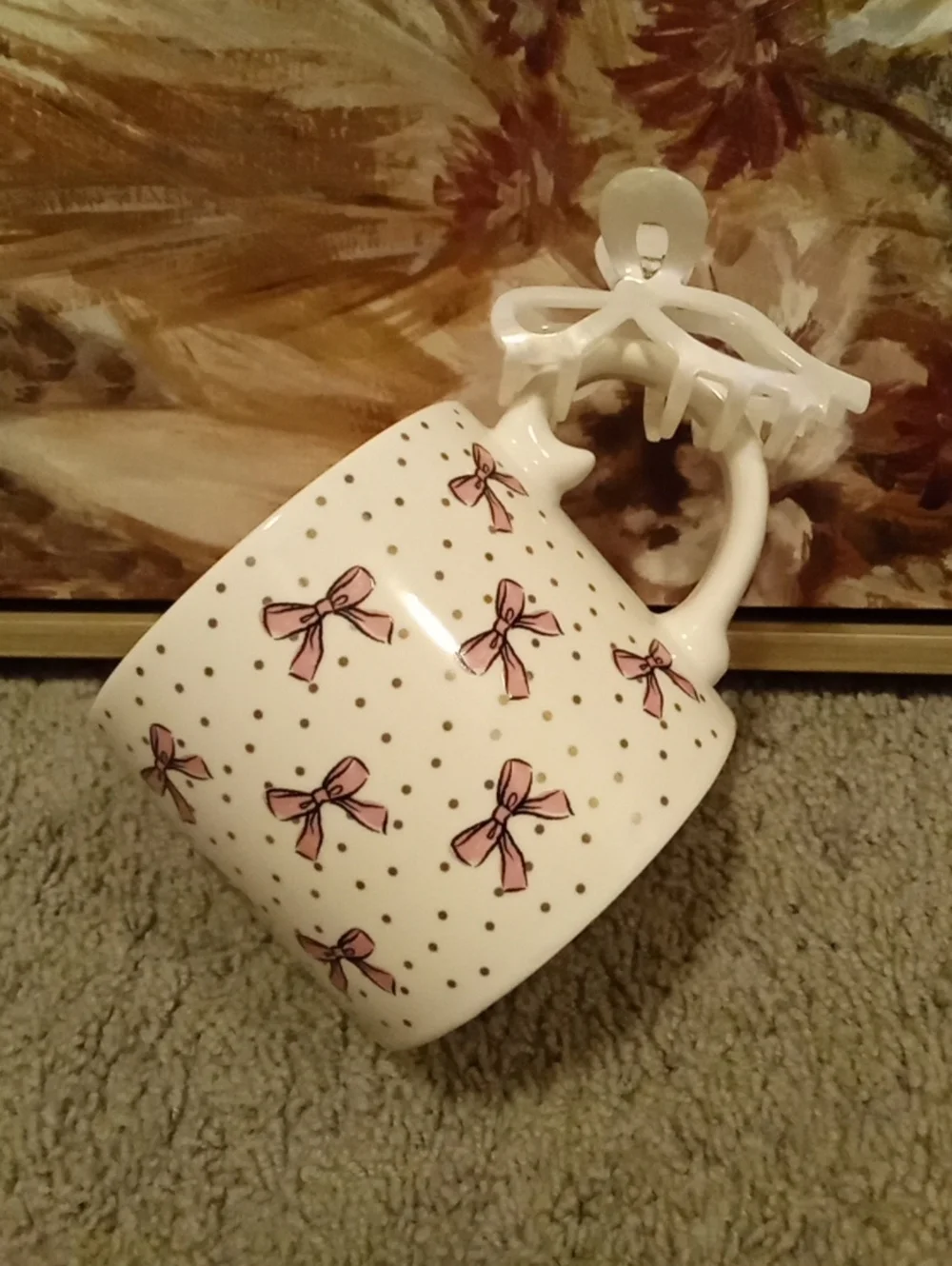 Bow Coffee Mug W Matching Bow Clip